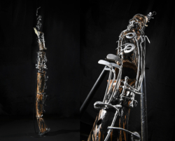 Fantaisie verticale Fantaisie verticale - Clarinette fer et bois cerisier - L 37 x l 140 x 196 - Sculpture Thierry Chollat - Photo Anthony Cottarel