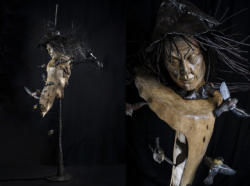 Les Champs sonores Les Champs sonores - Chef d'orchestre Fer et bois noyer hêtre - L66 x l 112 x h 208 - sculpture instrument Thierry Chollat photo Anthony Cottarel