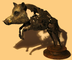 Sanglier Sanglier Fer, papier et étain ©Thierry Chollat