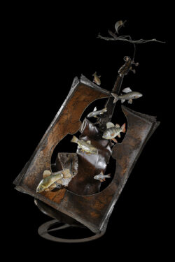 A Fleur d'eaux Sculpture A Fleur d'eaux - Thierry Chollat - Photo Anthony Cottarel Fer et bois chêne châtaignier acacia