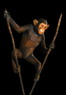 Chimpanzé Fer et bois (thuya) échelle 1 - Conçu pour résister en extérieur ©Thierry Chollat