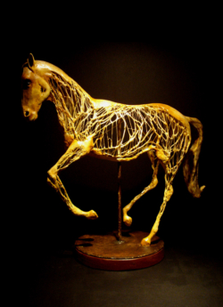 Cheval cheval fer papier mâché pâtes lin - Thierry Chollat sculpture Isère France