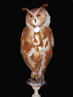 Hibou grand duc Fer et bois (thuya) - 70x35x25 cm - Conçu pour résister en extérieur ©Thierry Chollat