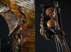 L'Aveu des Méandres L'aveu des méandres. Violoncelle en fer, laiton et bois (noyer). L63xH160,5xl52. Thierry Chollat, sculpteur, Isère, France.