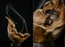 Panthalassa Panthalassa. Mandoline Napolitaine. Fer, bois (cerisier) et bronze. L37xH50xl19cm Interprétations d'instruments de Musique ©Thierry Chollat