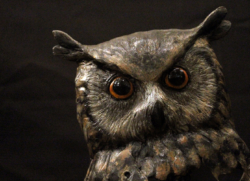 Hibou, portrait Hibou portrait Fer, papier et étain ©Thierry Chollat