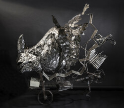 Rhinocérorgue | Inspiration "Rhinocéros" de Eugène Ionesco Rhinocérorgue | Orgue de Barbarie. Métal | Sculpture instrument Thierry Chollat - France, photo Anthony Cottarel