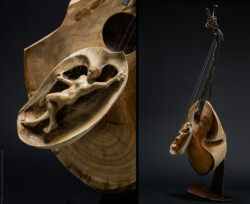 Murmures Fugitifs Murmures fugitifs. Guitare fer et bois (cerisier, tilleul ) L43xH109xl30 Thierry Chollat, sculpteur, Isère, France, instruments