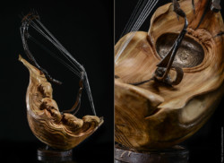 Panthalassa Panthalassa. Mandoline Napolitaine. Fer, bois (cerisier) et bronze. L37xH50xl19cm Interprétations d'instruments de Musique ©Thierry Chollat